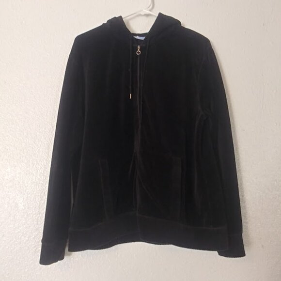 Pacer Women's size M black hooded velour jacket - Picture 1 of 16